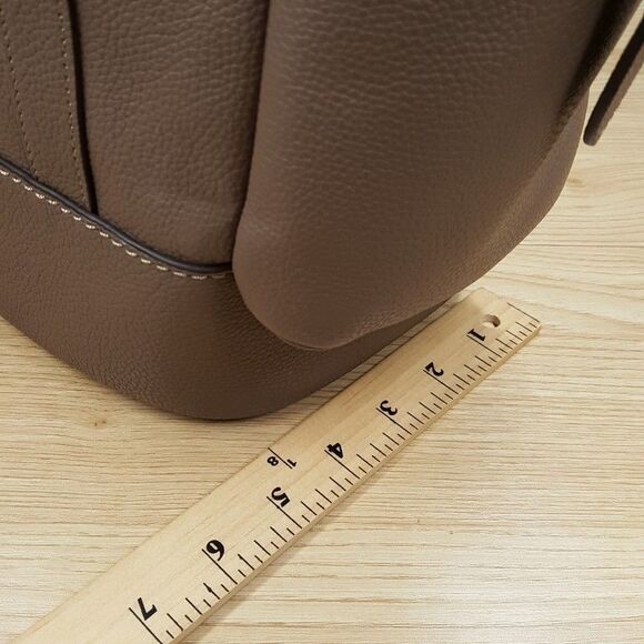 COACH Mens Hitch Backpack Pebbled Leather Suede Lining in Dark Stone - Picture 13 of 13